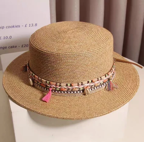 Boho Chic кафява хартиена сламена дамска шапка