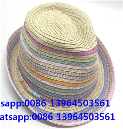 Многоцветна сламена шапка Fedora за жени