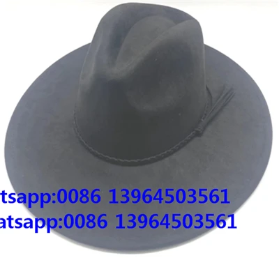 Вълнена черна шапка Rancher Каубойска шапка Fedora