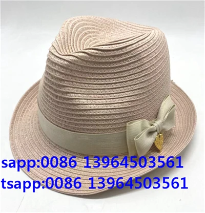 Светло розово жени хартиена слама Fedora Cap Sun Hat