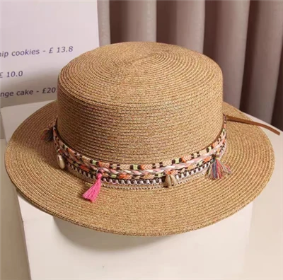 Boho Chic кафява хартиена сламена дамска шапка
