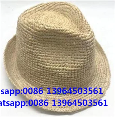 Мека сламена шапка Fedora, плетена на една кука